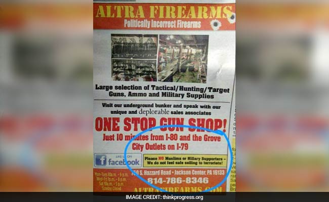 ಅಮೆರಿಕ : ಬಂದೂಕು ಮಾರಾಟ ಅಂಗಡಿ ಮಾಲೀಕನಿಂದ ವಿವಾದಾಸ್ಪದ ಜಾಹೀರಾತು