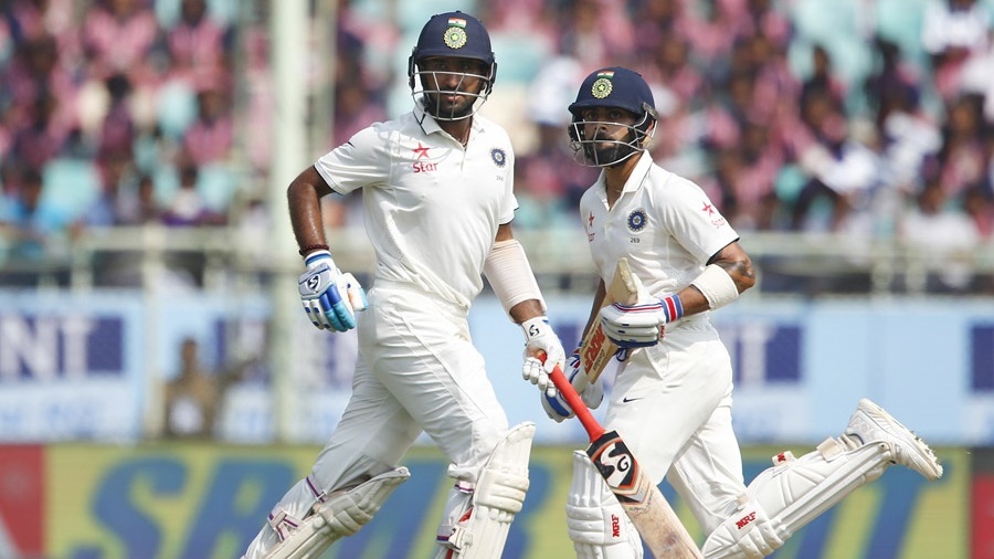 ಎರಡನೆ ಕ್ರಿಕೆಟ್‌ ಟೆಸ್ಟ್ ನಲ್ಲಿ ಪೂಜಾರ , ಕೊಹ್ಲಿ ಶತಕ;  ಭಾರತ 317/4