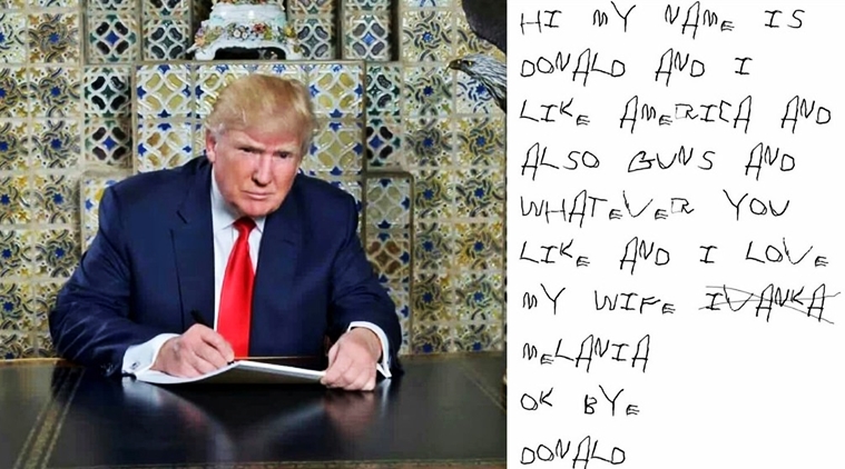 ಪ್ರಮಾಣ ವಚನದ ‘ಭಾಷಣ ಬರೆಯುತ್ತಿರುವ’ ಫೋಟೋ ಟ್ವೀಟ್ ಮಾಡಿ ನಗೆಪಾಟಲಿಗೀಡಾದ ಟ್ರಂಪ್