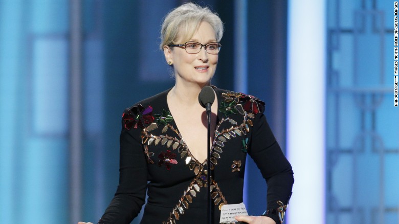 ಗೋಲ್ಡನ್ ಗ್ಲೋಬ್ಸ್ ಪ್ರಶಸ್ತಿ ಸ್ವೀಕರಿಸಿ ಟ್ರಂಪ್ ವಿರುದ್ಧ ವಾಗ್ದಾಳಿ ನಡೆಸಿದ ಮೆರಿಲ್ ಸ್ಟ್ರೀಪ್