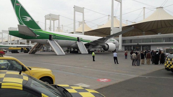 ಜಿದ್ದಾ ವಿಮಾನ ನಿಲ್ದಾಣದಲ್ಲಿ ಇರಾಕ್ ವಿಮಾನಕ್ಕೆ ಬೆಂಕಿ