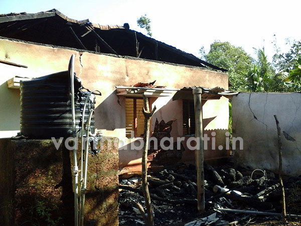 ಮನೆಗೆ ಆಕಸ್ಮಿಕ ಬೆಂಕಿ : ಲಕ್ಷಾಂತರ ರೂ. ನಷ್ಟ