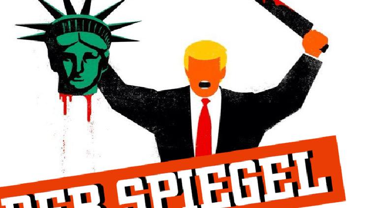 ಸ್ಟ್ಯಾಚ್ಯು ಆಫ್ ಲಿಬರ್ಟಿಯ ತಲೆ ತುಂಡರಿಸಿದ ಟ್ರಂಪ್: ಜರ್ಮನ್ ಮಾಸಿಕದ ಕಾರ್ಟೂನ್ ನಿಂದ ವಿವಾದ
