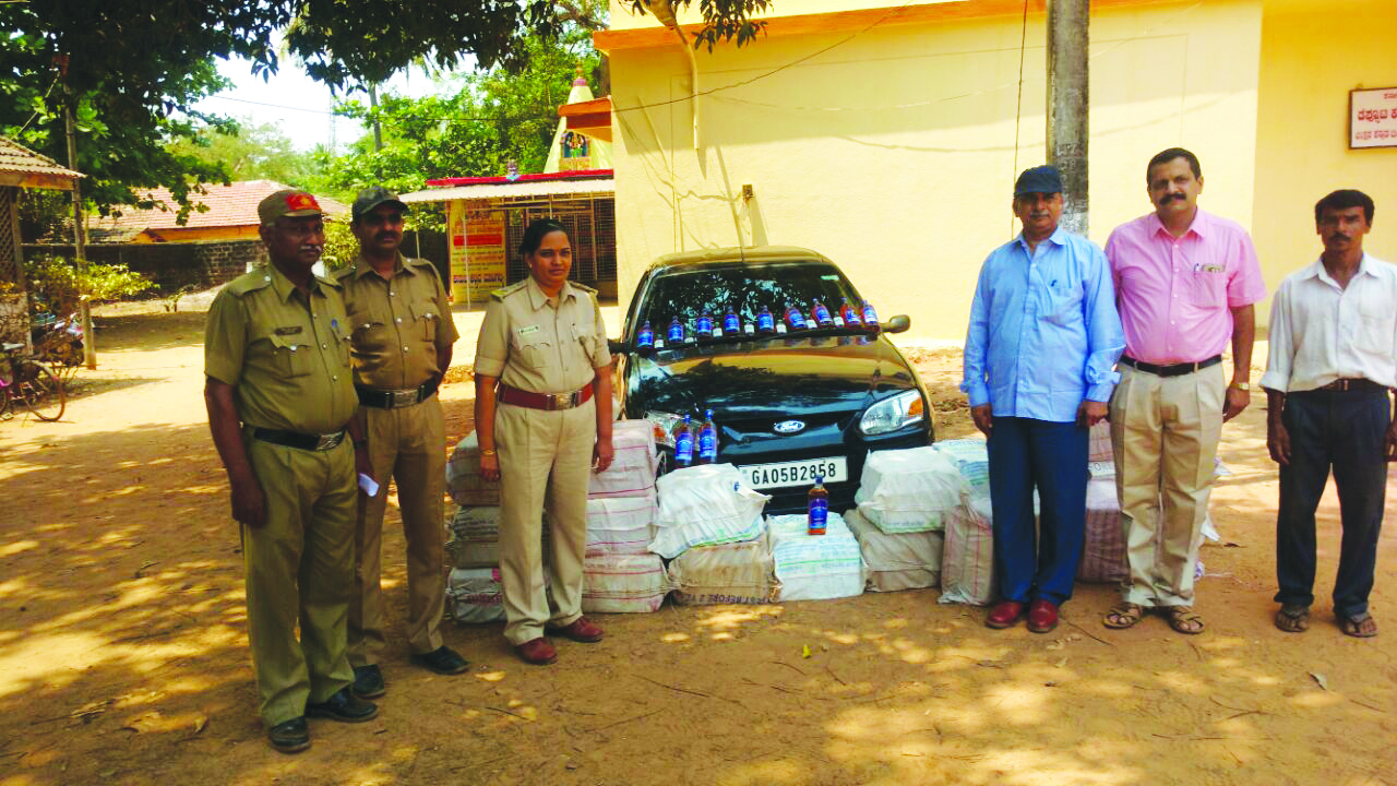 ಲಕ್ಷಾಂತರ ರೂ. ಮೌಲ್ಯದ ಮದ್ಯ ಸಹಿತ ಕಾರು ವಶ