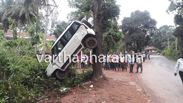 ವೇಣೂರು: ಅಪಘಾತಕ್ಕೀಡಾಗಿ ಮರವೇರಿದ ಕಾರು!