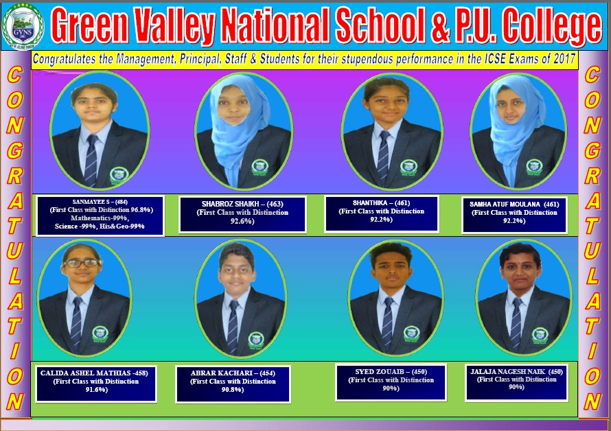 ಐಸಿಎಸ್ಇ ಹತ್ತನೇ ತರಗತಿ ಪರೀಕ್ಷೆ: ಗ್ರೀನ್ ವ್ಯಾಲಿಗೆ  ಸತತ ಹತ್ತನೇ ವರ್ಷ 100% ಫಲಿತಾಂಶ