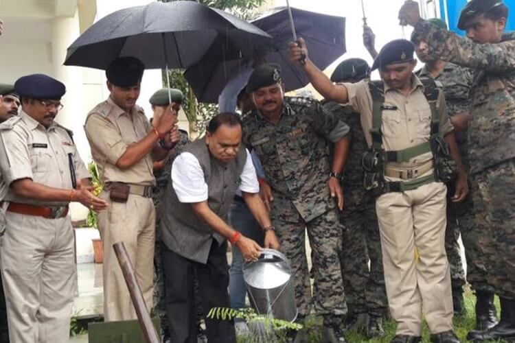ಜಡಿಮಳೆಯಲ್ಲಿ ಕೊಡೆ ಅಡಿ ನಿಂತು ಗಿಡಗಳಿಗೆ ನೀರು!
