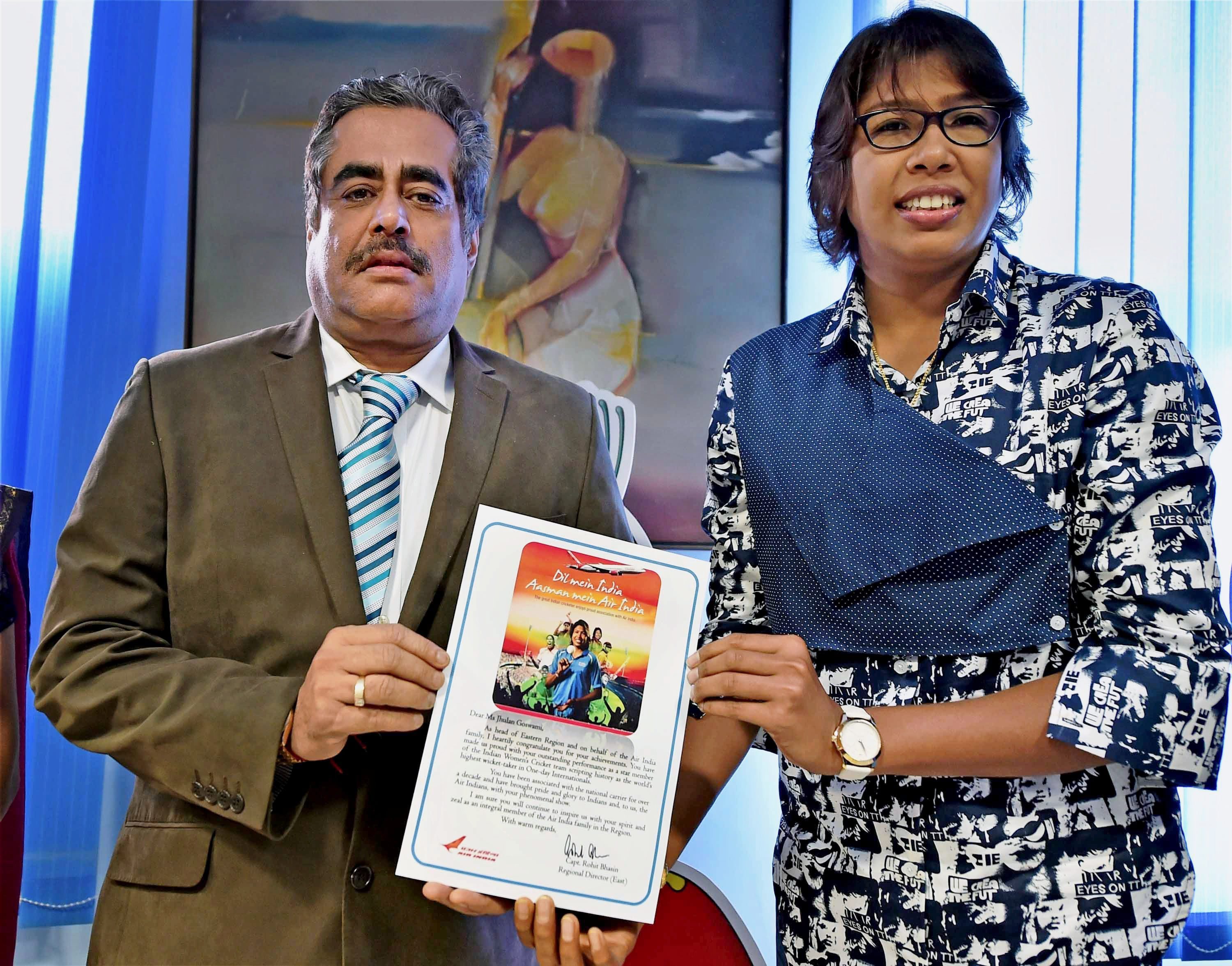 ಜುಲನ್ ಗೋಸ್ವಾಮಿಗೆ ಏರ್ ಇಂಡಿಯಾ ಗೌರವ