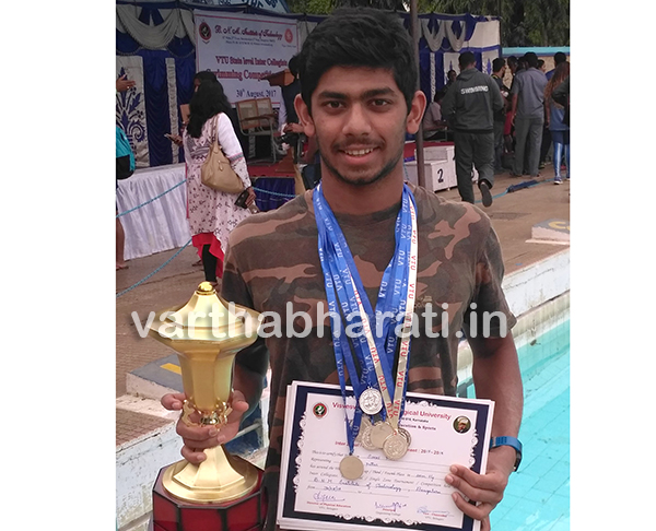 ರಾಜ್ಯ ಮಟ್ಟದ ದಸರಾ ಈಜು ಸ್ಪರ್ಧೆ : ವಿವೇಕಾನಂದ ಕಾಲೇಜಿನ ವಿದ್ಯಾರ್ಥಿಗೆ 2 ಚಿನ್ನ