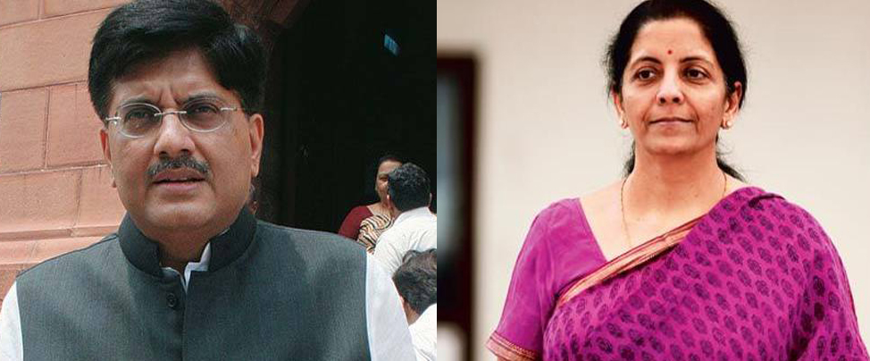 ನಿರ್ಮಲಾ ಸೀತಾರಾಮನ್ ಗೆ ರಕ್ಷಣಾ ಖಾತೆ, ಪಿಯೂಷ್ ಗೋಯೆಲ್ ಗೆ ರೈಲ್ವೆ ಖಾತೆ