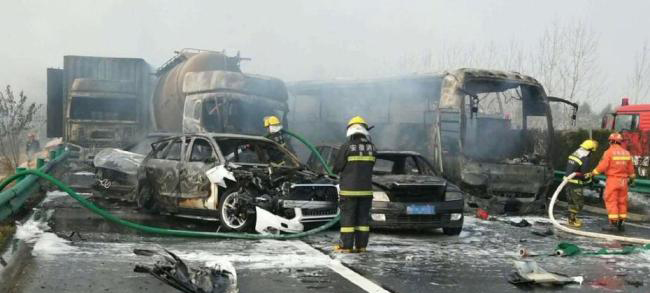 ಚೀನಾ: ದಟ್ಟ ಹೊಗೆಯಲ್ಲಿ 30 ಕಾರುಗಳು ಢಿಕ್ಕಿ