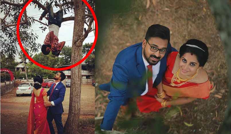 ಮರದಲ್ಲಿ ತಲೆಕೆಳಗಾಗಿ ನೇತಾಡಿ ನವದಂಪತಿಯ ಫೋಟೋ ತೆಗೆದ ಛಾಯಾಗ್ರಾಹಕ ಯಾರು ಗೊತ್ತಾ?