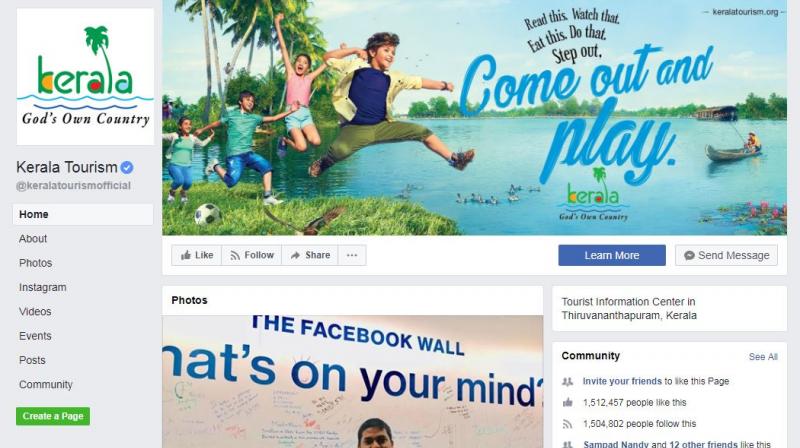 2017ರ ಅತ್ಯುತ್ತಮ ‘ಫೇಸ್‌ಬುಕ್’ ಪುಟ ಕೇರಳ ಪ್ರವಾಸೋದ್ಯಮ ಇಲಾಖೆಗೆ ಅಗ್ರಸ್ಥಾನ
