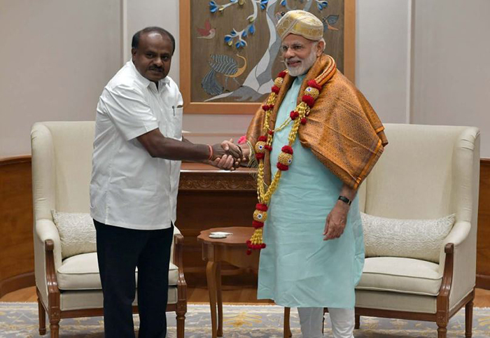 ಪ್ರಧಾನಿ ನರೇಂದ್ರ ಮೋದಿಯನ್ನು ಭೇಟಿಯಾದ ಮುಖ್ಯಮಂತ್ರಿ ಕುಮಾರಸ್ವಾಮಿ