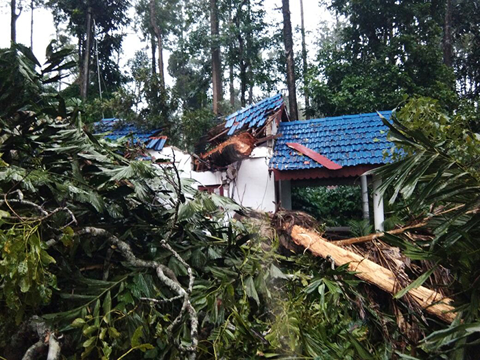 ಸುಂಟಿಕೊಪ್ಪ: ಹೋಂ ಸ್ಟೇ ಮೇಲೆ ಉರುಳಿ ಬಿದ್ದ ಮರ; ಲಕ್ಷಾಂತರ ರೂ. ನಷ್ಟ