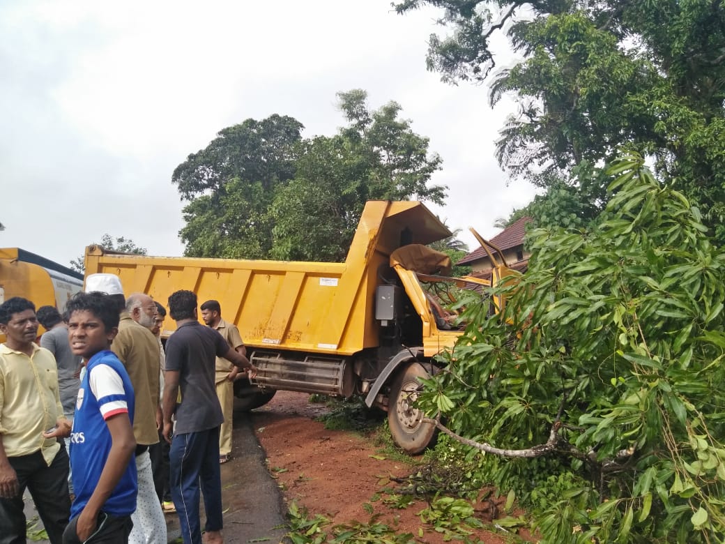 ಮೂಡುಬಿದಿರೆ : ಚಾಲಕನ ನಿಯಂತ್ರಣ ತಪ್ಪಿದ ಟಿಪ್ಪರ್ ಮರಕ್ಕೆ ಢಿಕ್ಕಿ