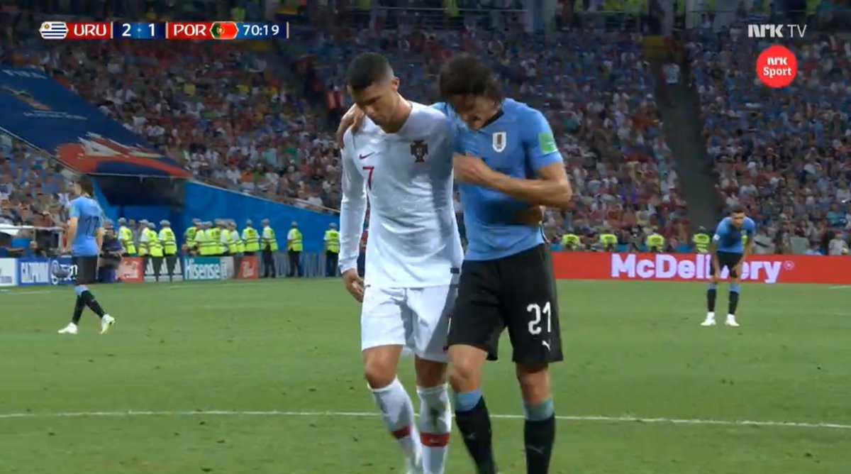 ಕುಂಟುತ್ತಾ ಸಾಗಿದ ಕವಾನಿಗೆ ನೆರವು ನೀಡಿದ ರೊನಾಲ್ಡೊ