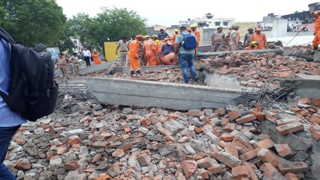 ನಿರ್ಮಾಣ ಹಂತದಲ್ಲಿದ್ದ ಕಟ್ಟಡ ಕುಸಿತ: ಐವರಿಗೆ ಗಾಯ