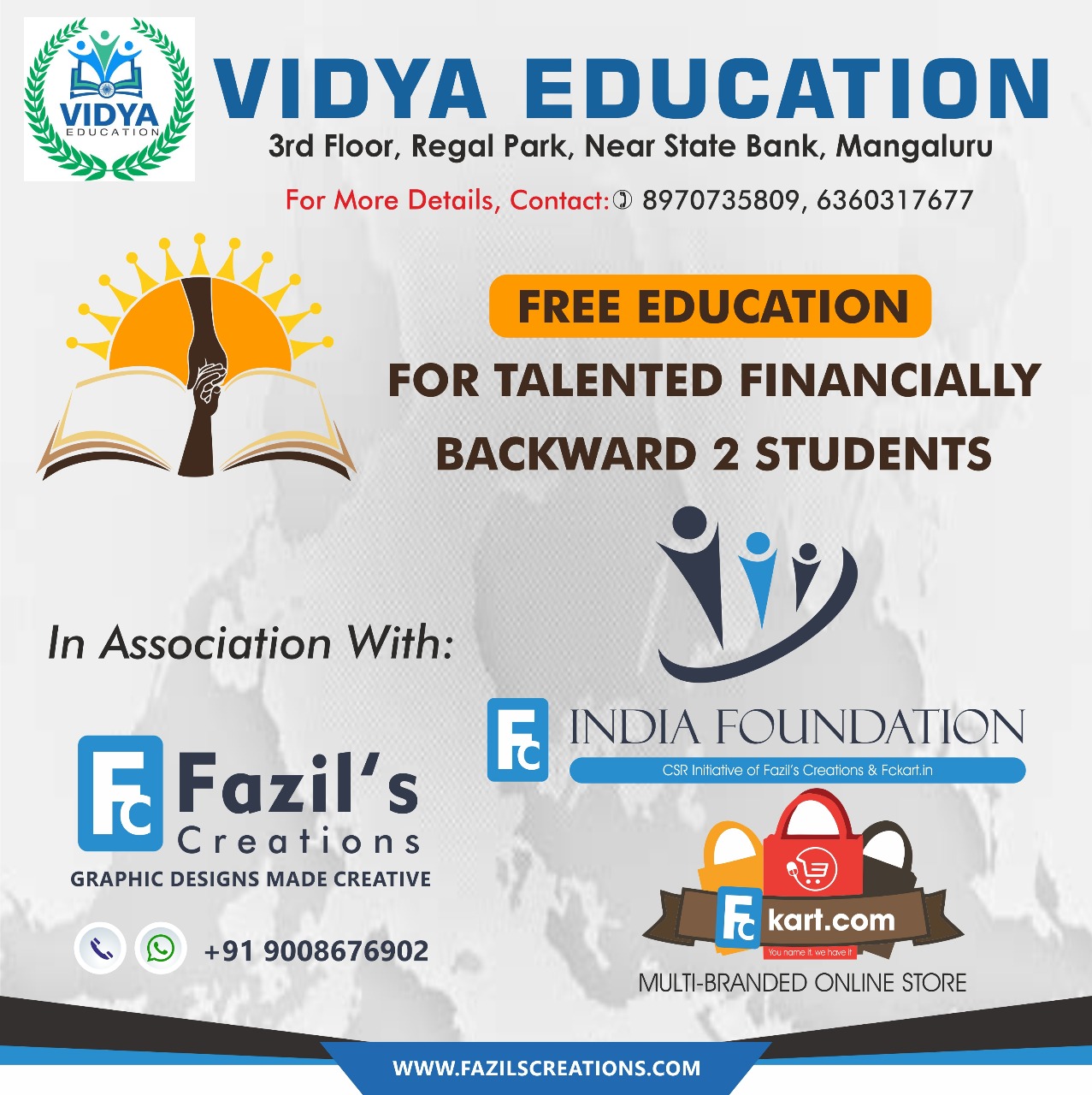 ಎಫ್‌ಸಿ ಇಂಡಿಯ ಪ್ರತಿಷ್ಠಾನದಿಂದ ಇಬ್ಬರು ವಿದ್ಯಾರ್ಥಿಗಳಿಗೆ ಉಚಿತ ಶಿಕ್ಷಣ: ಮೂಸಾ ಫಾಝಿಲ್