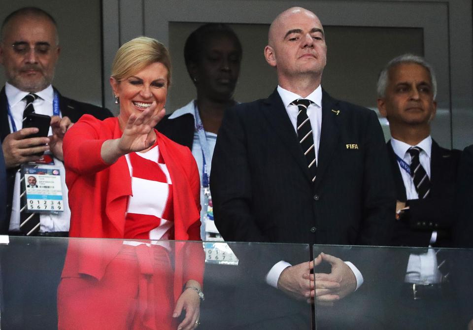 ಡ್ರೆಸ್ಸಿಂಗ್ ರೂಮ್ ನಲ್ಲಿ ಫುಟ್ಬಾಲ್ ಆಟಗಾರರ ಜೊತೆ ಕುಣಿದು ಕುಪ್ಪಳಿಸಿದ ಕ್ರೊವೇಷಿಯಾ ಅಧ್ಯಕ್ಷೆ