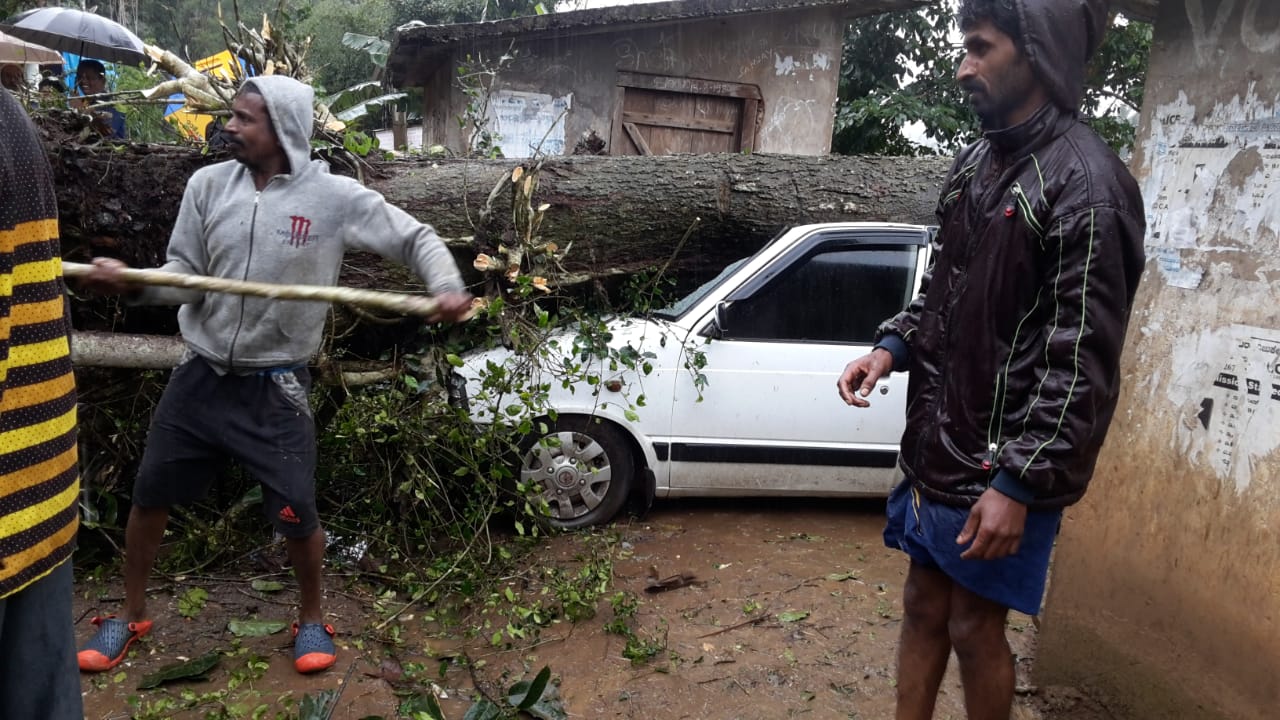 ಸಿದ್ದಾಪುರ: ಭಾರೀ ಗಾಳಿ ಮಳೆ; ಕಾರು, ಎರಡು ಮನೆಗಳಿಗೆ ಹಾನಿ