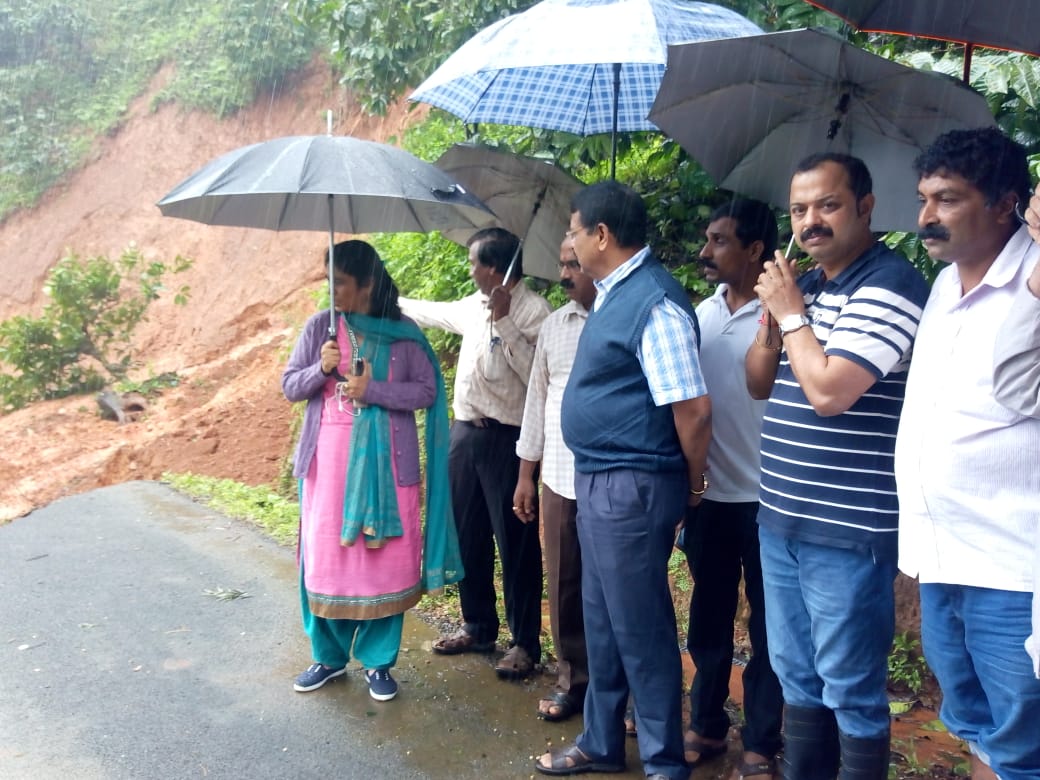 ಚಿಕ್ಕಮಗಳೂರು: ಅತಿವೃಷ್ಟಿಯಿಂದ ರಸ್ತೆ ಕುಸಿತ; ಜಿಲ್ಲಾಧಿಕಾರಿ ಭೇಟಿ