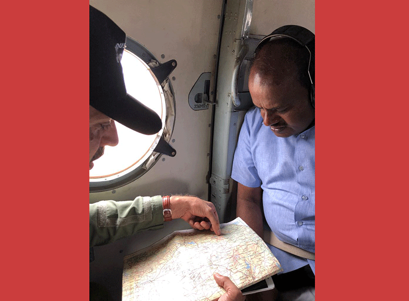 ಕೊಡಗಿನಲ್ಲಿ ವೈಮಾನಿಕ ಸಮೀಕ್ಷೆ ನಡೆಸಿದ ಮುಖ್ಯಮಂತ್ರಿ