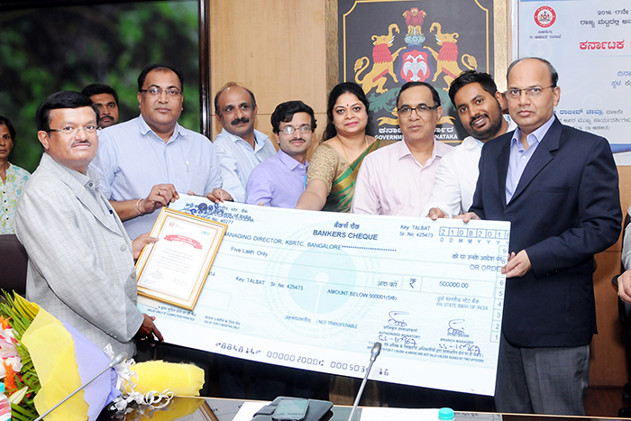 ಕೆಎಸ್ಸಾರ್ಟಿಸಿಗೆ ಇ-ಆಡಳಿತಕ್ಕೆ ಪುರಸ್ಕಾರ