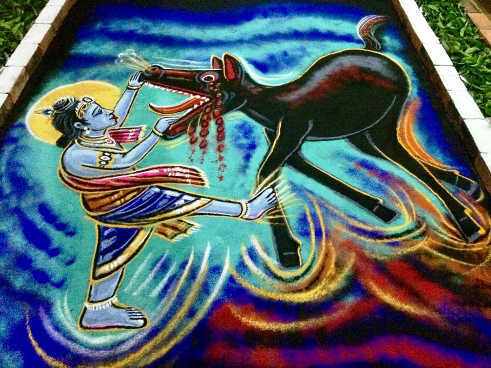 ಉಡುಪಿ: ಶ್ರೀಕೃಷ್ಣ ಜನ್ಮಾಷ್ಟಮಿಯ ವಿಶೇಷ ರಂಗವಲ್ಲಿ