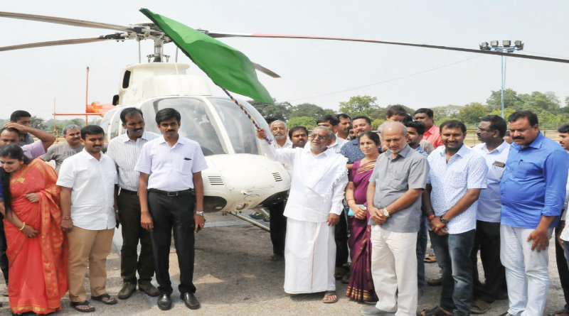 ಮೈಸೂರು: ದಸರಾ ಹೆಲಿ ರೈಡ್ ಗೆ ಸಚಿವ ಜಿ.ಟಿ.ದೇವೇಗೌಡ ಚಾಲನೆ