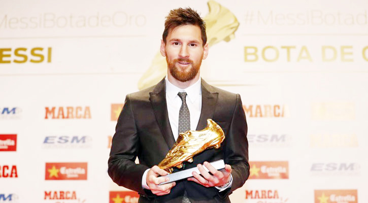 ದಾಖಲೆಯ 5ನೇ ಬಾರಿ ಮೆಸ್ಸಿಗೆ ಚಿನ್ನದ ಬೂಟ್