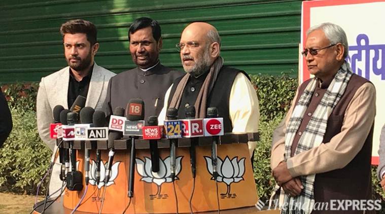 ಬಿಹಾರ ಲೋಕಸಭಾ ಚುನಾವಣೆ: ಬಿಜೆಪಿ,ಜೆಡಿಯು, ಎಲ್‌ಜೆಪಿ ಸೀಟು ಹಂಚಿಕೆ ಸೂತ್ರ ಪ್ರಕಟ