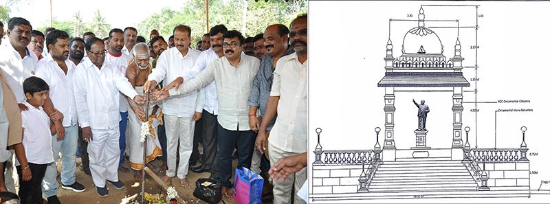 ಕೊಳ್ಳೇಗಾಲ: ಡಾ.ಬಿ.ಆರ್.ಅಂಬೇಡ್ಕರ್‍ರವರ ಪುತ್ಹಳಿ ನಿರ್ಮಾಣ ಕಾಮಗಾರಿಗೆ ಸಂಸದ ಆರ್.ಧೃವನಾರಾಯಣ್ ಚಾಲನೆ