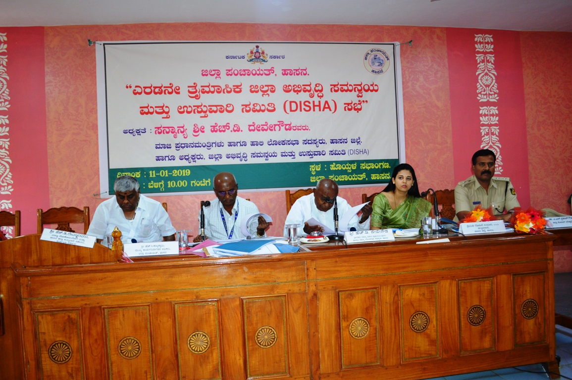 ಹಾಸನ: ಜಿಲ್ಲೆಯಲ್ಲಿ ಅಭಿವೃದ್ಧಿ ಯೋಜನೆಗಳ ಅನುಷ್ಠಾನ ಚುರುಕುಗೊಳಿಸಲು ದೇವೇಗೌಡ ಸೂಚನೆ