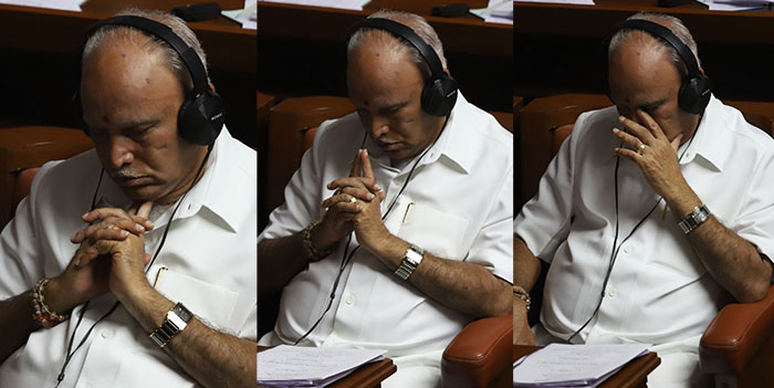 ಸದನದಲ್ಲಿ ಆಡಿಯೋ ಟೇಪ್ ಬಗ್ಗೆ ತೀವ್ರ ಚರ್ಚೆ: ತುಟಿಬಿಚ್ಚದೆ ಮೌನಕ್ಕೆ ಶರಣಾದ ಯಡಿಯೂರಪ್ಪ