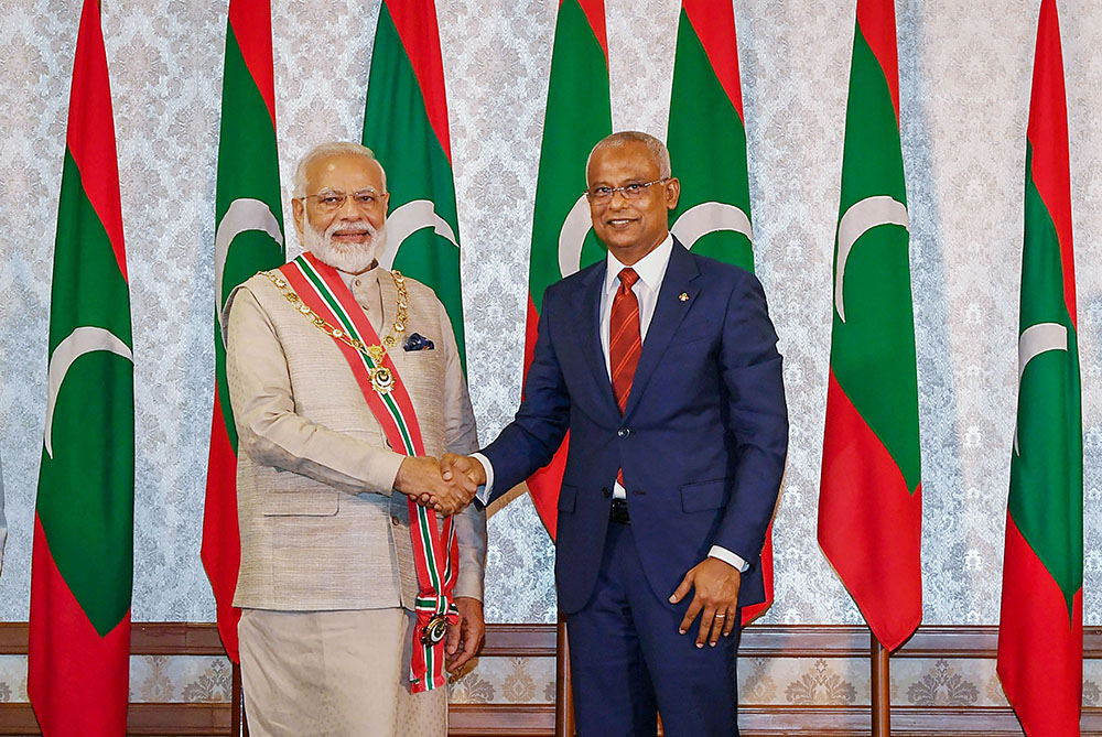 ಪ್ರಧಾನಿ ಮೋದಿಗೆ ಮಾಲ್ದೀವ್ಸ್ ನ ಅತ್ಯುನ್ನತ ಗೌರವ ‘ರೂಲ್ ಆಫ್ ನಿಷಾನ್ ಇಝುದ್ದೀನ್’ ಪ್ರದಾನ