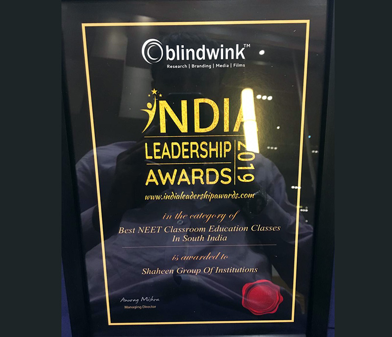 ಶಾಹೀನ್ ವಿದ್ಯಾಸಂಸ್ಥೆಗೆ ದಕ್ಷಿಣ ಭಾರತದ ಅತ್ಯುತ್ತಮ ನೀಟ್ ತರಬೇತಿ ಸಂಸ್ಥೆ ಪ್ರಶಸ್ತಿ