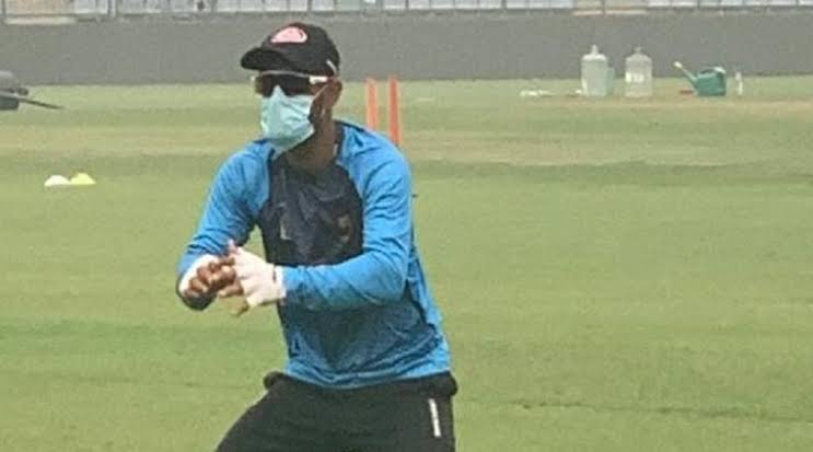 ಮುಖಕ್ಕೆ ಮಾಸ್ಕ್ ಧರಿಸಿ ಅಭ್ಯಾಸ ನಡೆಸಿದ ಲಿಟನ್ ದಾಸ್