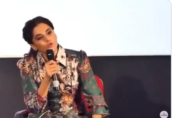 ಹಿಂದಿಯಲ್ಲಿ ಮಾತನಾಡಿ ಎಂದು ಬಲವಂತಪಡಿಸಿದವನ ಬಾಯಿ ಮುಚ್ಚಿಸಿದ ತಾಪ್ಸಿ ಪನ್ನು: ವಿಡಿಯೋ ವೈರಲ್