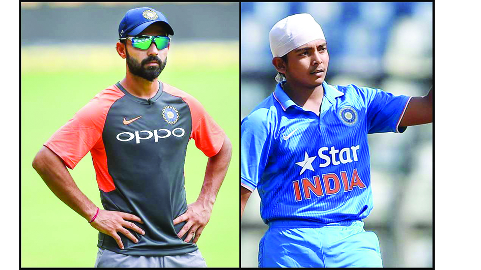 ರಣಜಿ ಟ್ರೋಫಿ: ಮುಂಬೆ ತಂಡಕ್ಕೆ ಆರಂಭಿಕ ಆಟಗಾರರಾಗಿ ಪೃಥ್ವಿ ಶಾ, ರಹಾನೆ ಅಯ್ಕೆ