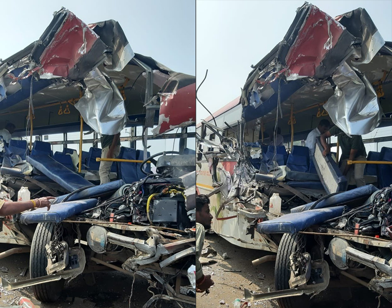 ಕಲಬುರಗಿ: ಕೆಎಸ್ಸಾರ್ಟಿಸಿ ಬಸ್ - ಲಾರಿ ಮಧ್ಯೆ ಅಪಘಾತ; 13 ಮಂದಿಗೆ ಗಂಭೀರ ಗಾಯ