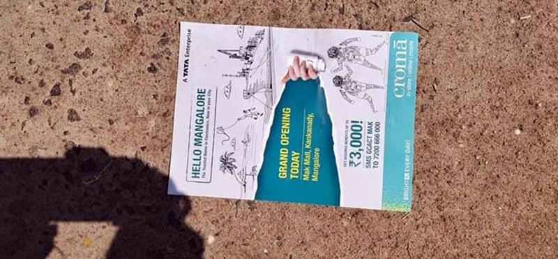 ರಸ್ತೆಯಲ್ಲಿ ಬಿಸಾಕಿದ ಕರಪತ್ರಗಳು : ಸಂಸ್ಥೆಗೆ ಮನಪಾದಿಂದ ದಂಡ