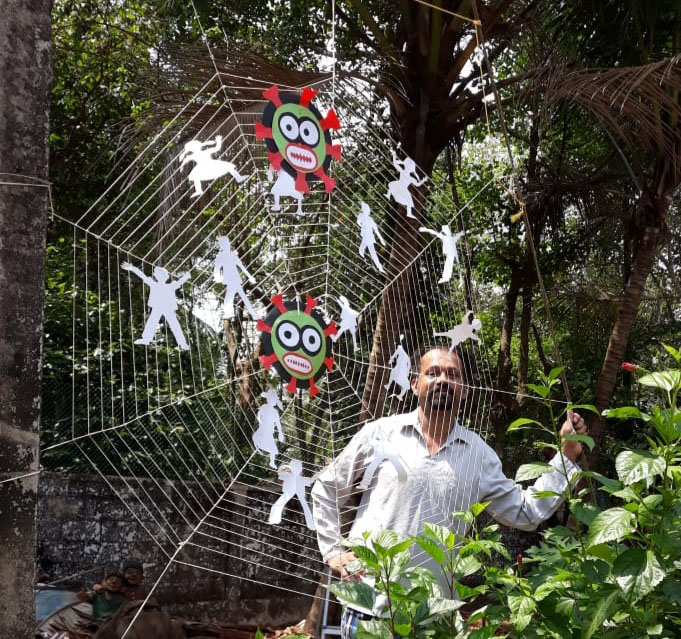 ಕಲಾವಿದ ವೆಂಕಿ ಪಲಿಮಾರುರಿಂದ ವಿನೂತನ ಕೊರೋನಾ ಜನಜಾಗ್ರತಿ