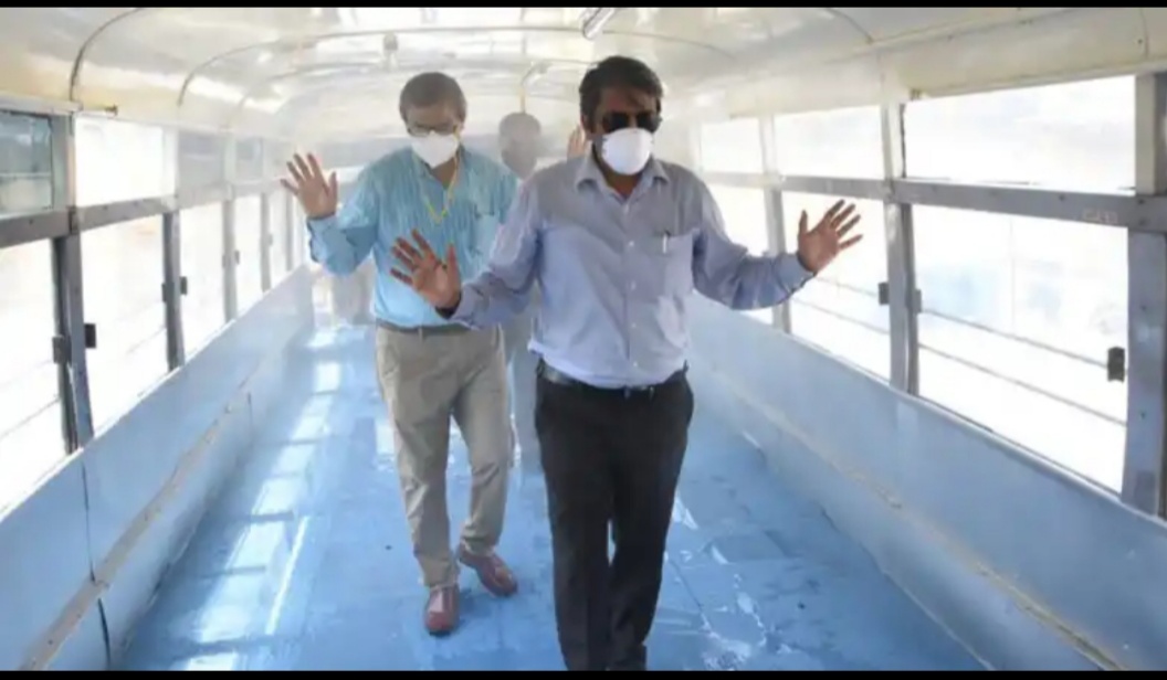 ಬೆಂಗಳೂರಿನಲ್ಲಿ ರಸ್ತೆಗಿಳಿದ ಸಂಜೀವಿನಿ ಸ್ಯಾನಿಟೈಸರ್ ಬಸ್