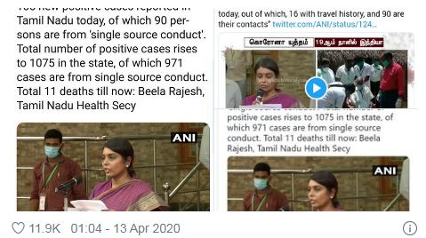 ಕೊರೋನವನ್ನು ತಬ್ಲೀಗಿಗಳ ತಲೆಗೆ ಕಟ್ಟಲು ಆರೋಗ್ಯ ಕಾರ್ಯದರ್ಶಿಯ ಹೇಳಿಕೆಯನ್ನೇ ತಿರುಚಿದ ಎ ಎನ್ ಐ ಸುದ್ದಿಸಂಸ್ಥೆ