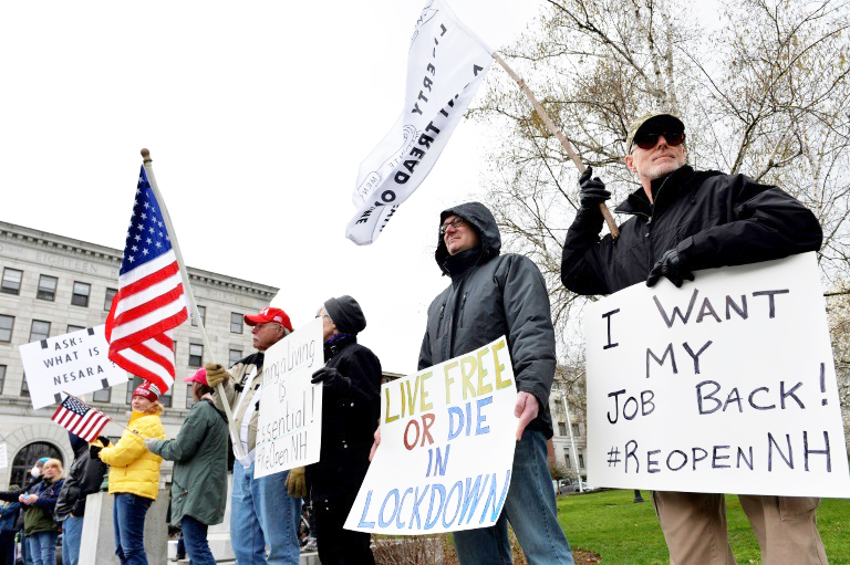 ಲಾಕ್‌ಡೌನ್ ವಿರುದ್ಧ ಅಮೆರಿಕದ ವಿವಿಧೆಡೆ ಪ್ರತಿಭಟನೆ