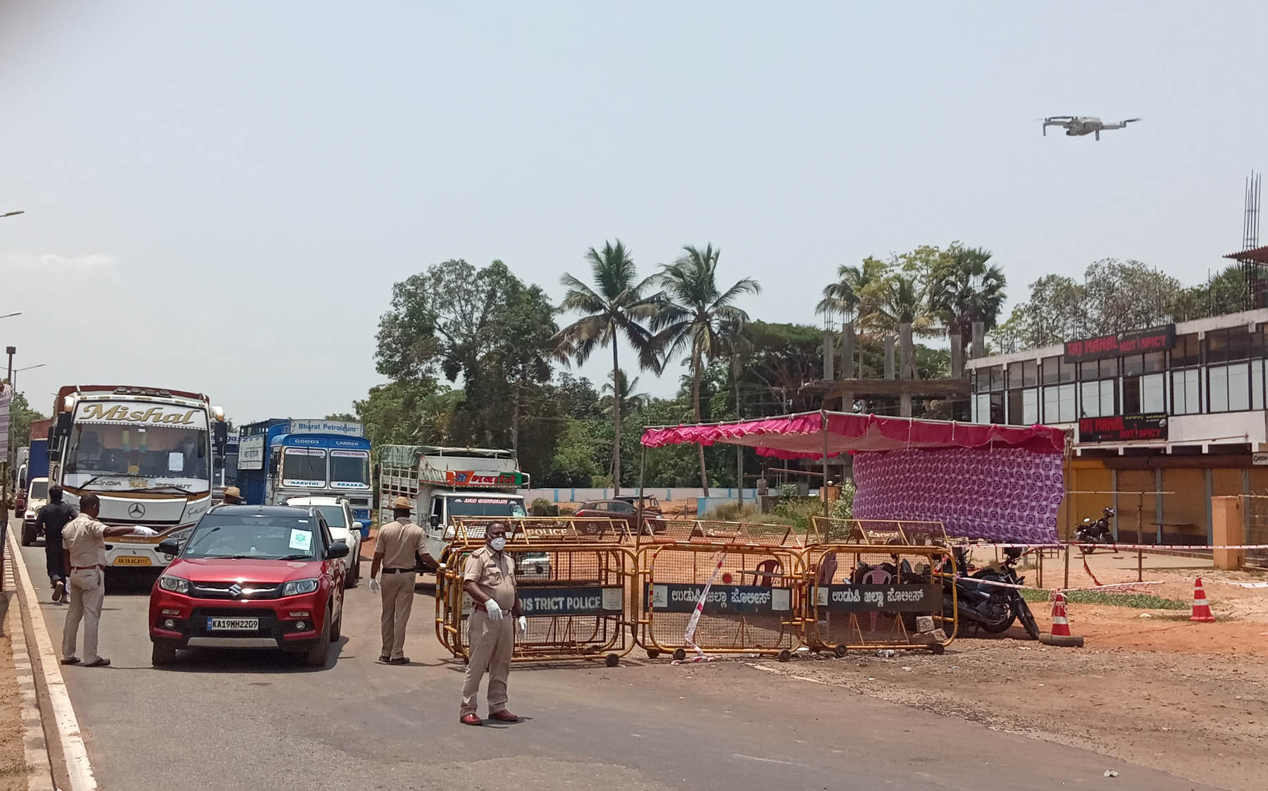 ಕಾಪು ವೃತ್ತದಲ್ಲಿ ಡ್ರೋನ್ ನಿಂದ ತಪಾಸಣೆ