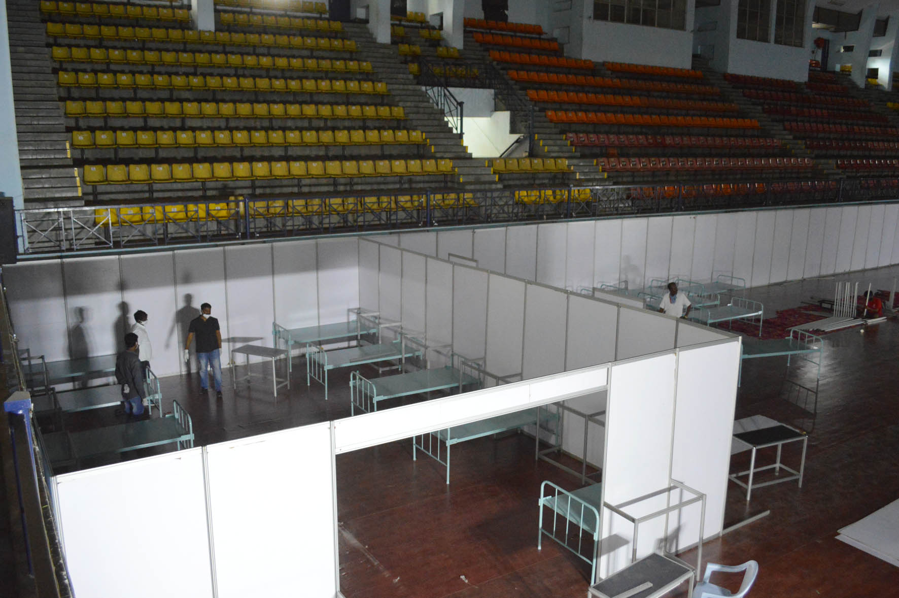 ಕೋರಮಂಗಲ ಒಳಾಂಗಣ ಕ್ರೀಡಾಂಗಣದಲ್ಲಿ ಕೋವಿಡ್‍ ಕೇರ್ ಸೆಂಟರ್ ಸ್ಥಾಪನೆ