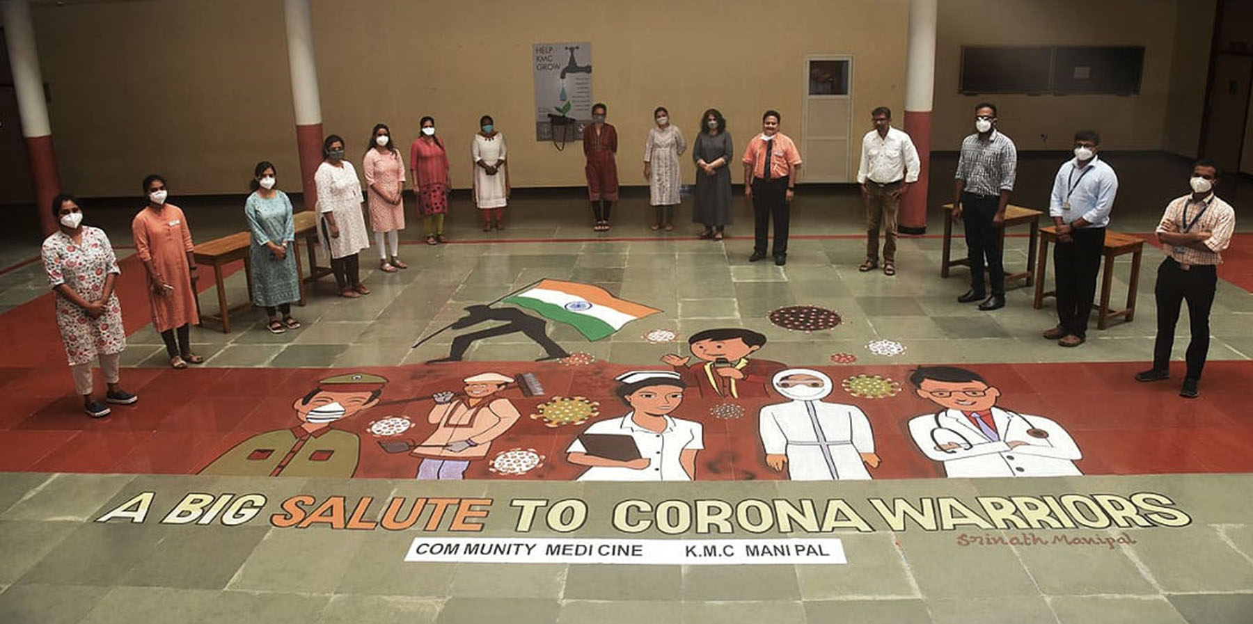 ಸ್ಪಾತಂತ್ರ ದಿನದ ಬೃಹತ್ ಜಲವರ್ಣ ಕಲಾಕೃತಿ : ಕೊರೋನಾ ವಾರಿಯರ್ಸ್‌ಗೆ ಸಮರ್ಪಣೆ