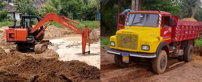 ಅಕ್ರಮ ಮರಳುಗಾರಿಕೆ ಅಡ್ಡೆಗೆ ದಾಳಿ: ಮೂರು ಲಾರಿ, ಜೆಸಿಬಿ ವಶ